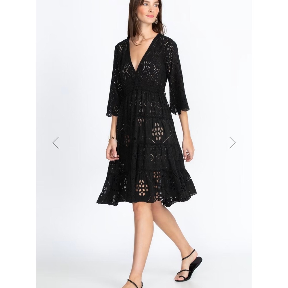 Johnny Was Bluebelle eyelet midi dress Size S black